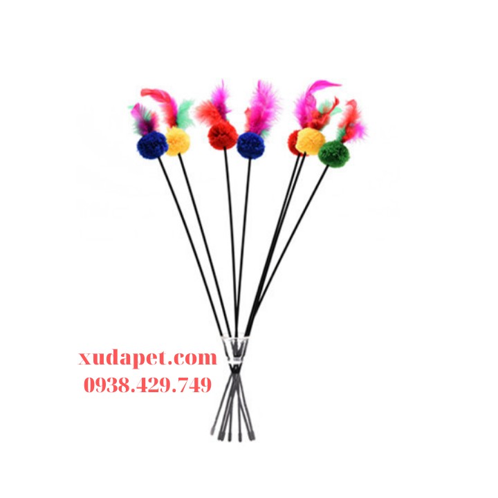 Đồ chơi cây chọc mèo lông gà Xudapet
