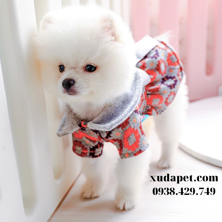 Đầm Teddy nơ vải cho chó mèo Xudapet