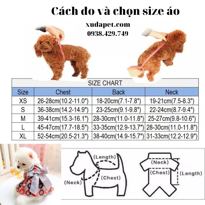 Đầm Teddy nơ vải cho chó mèo Xudapet