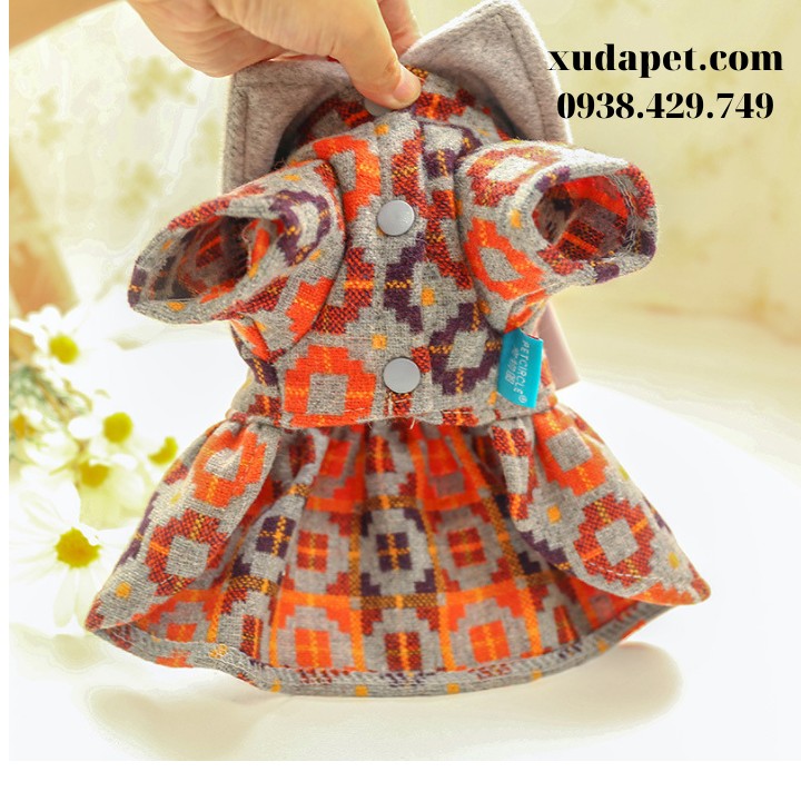 Đầm Teddy nơ vải cho chó mèo Xudapet