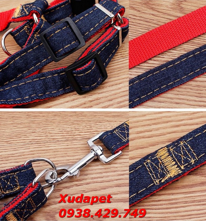 Dây Dắt Chó Bằng Jean Dù