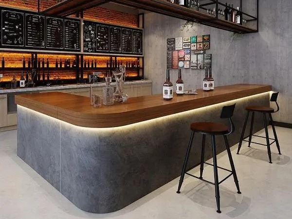 Quầy bar cà phê gỗ óc chó