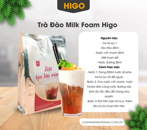 công thức pha trà đào milk foam