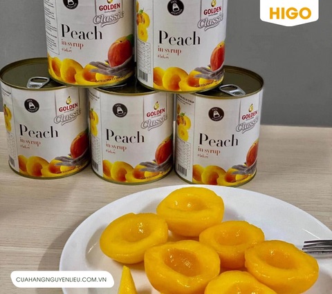 đào ngâm đóng hộp golden