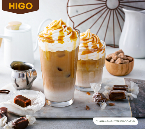 công thưcpha cà phê macchiato cùng sốt caramel torani