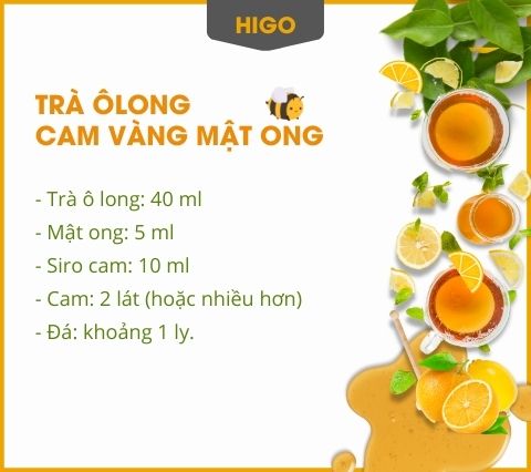 công thức pha chế trà ôlong cam vàng mật ong