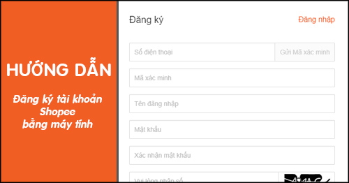 Cách đăng ký tài khoản Shopee bằng máy tính