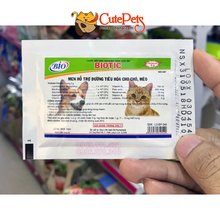 Men hỗ trợ đường tiêu hóa cho chó mèo Biotic 5g - CutePets