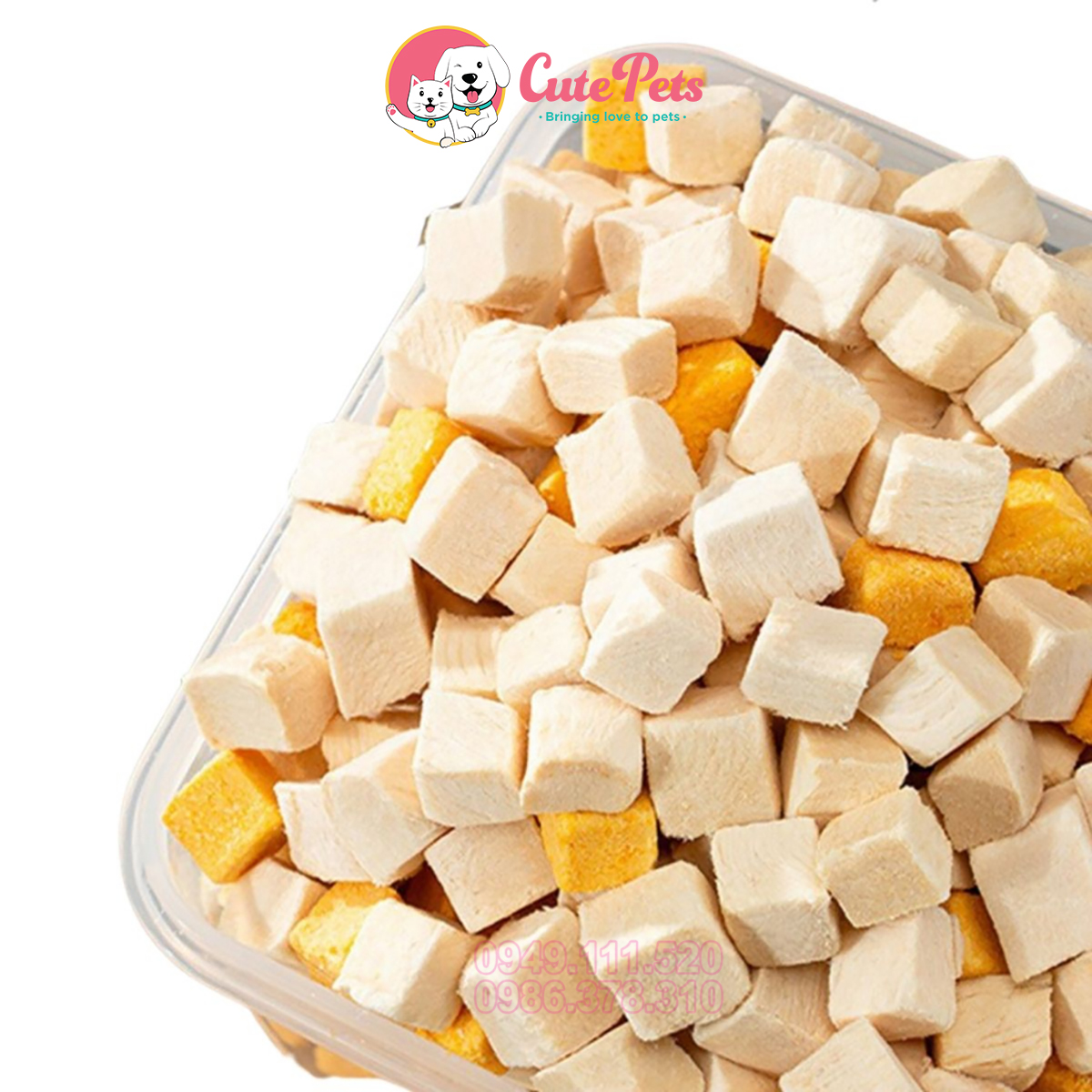 Thịt sấy cho chó mèo túi 100g Loại bán lẻ tự Mix Thịt gà, Trứng, Gan - Cutepets