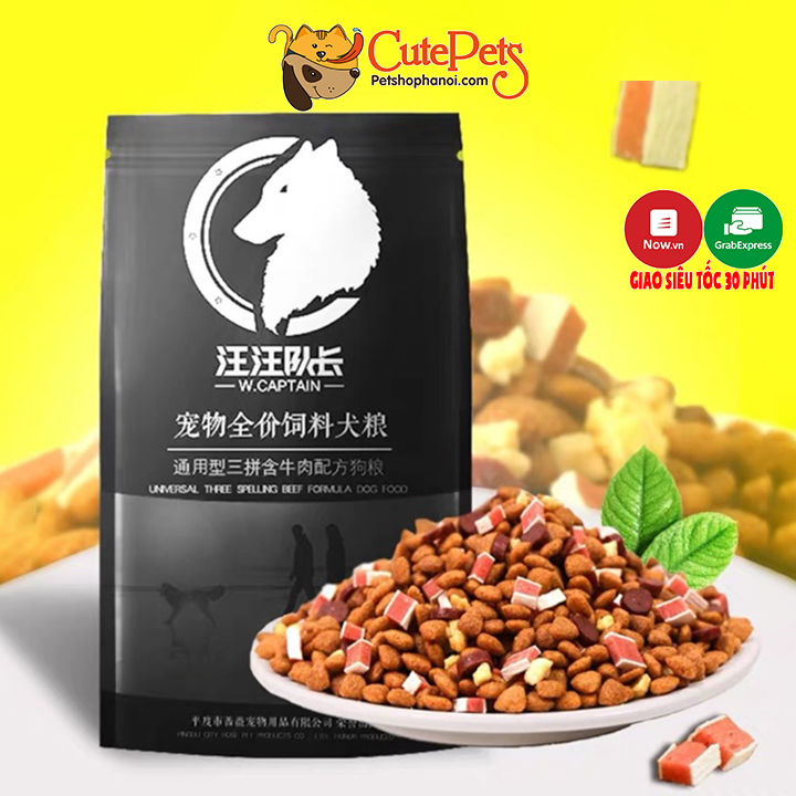 Thức ăn cho chó hạt CAPTAIN trộn pho mai, thịt bò, cá hồi cho cún - CutePets