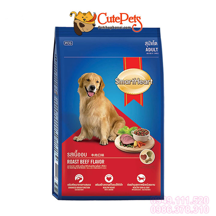 Thức ăn cho chó lớn Smart Heart Adlut 400g hạt cho chó Vị thịt bò nướng - CutePets