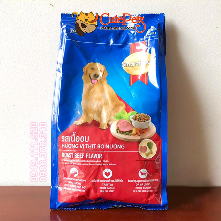 Thức ăn cho chó lớn Smart Heart Adlut 400g hạt cho chó Vị thịt bò nướng - CutePets