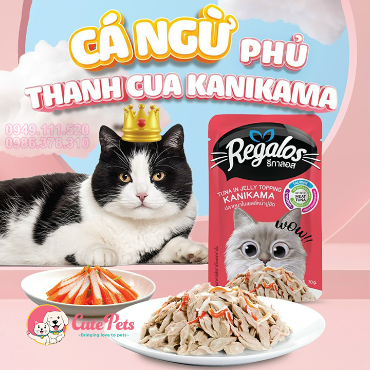 Thức ăn ướt cho mèo Regalos 70g Pate mèo dạng sốt - CutePets