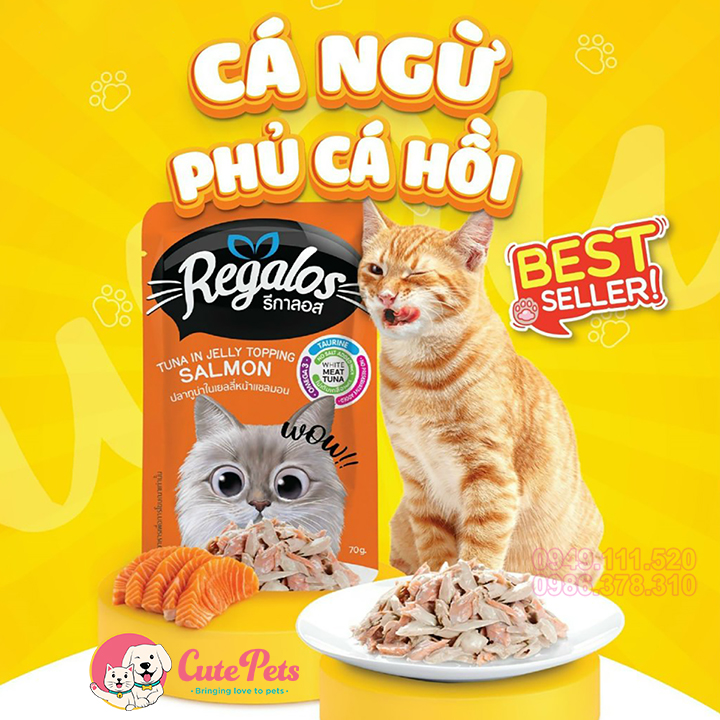 Thức ăn ướt cho mèo Regalos 70g Pate mèo dạng sốt - CutePets