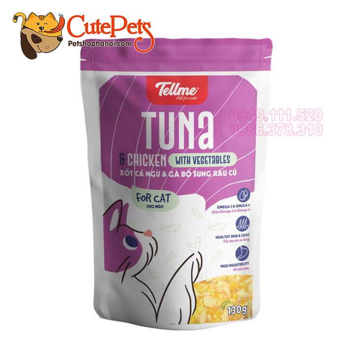 Pate cho mèo dạng sốt Tellme 130g 100% nguyên liệu tự nhiên - CutePets