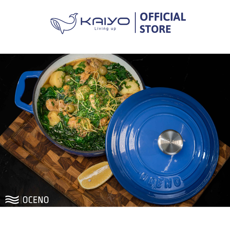 Nồi gang Oceno màu xanh blue 