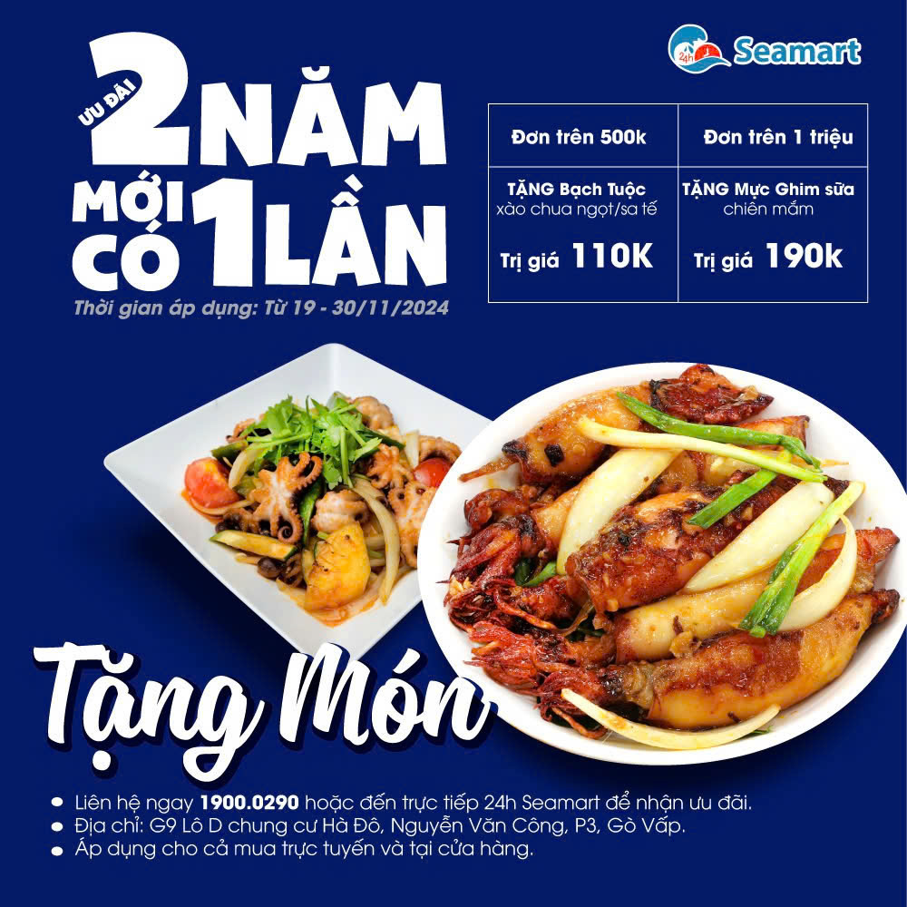 Món ngon tri ân tặng bạch tuộc sa tế và mực ghim chiên mắm