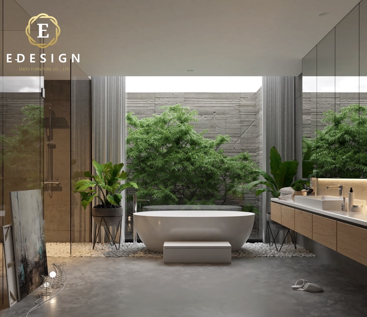 Phòng tắm gần gũi với thiên nhiên