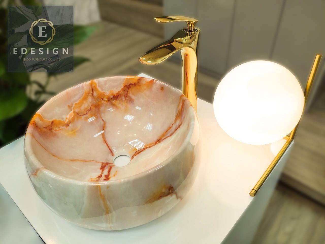 chậu rửa Ceramic Lavabo vân đá loại tròn