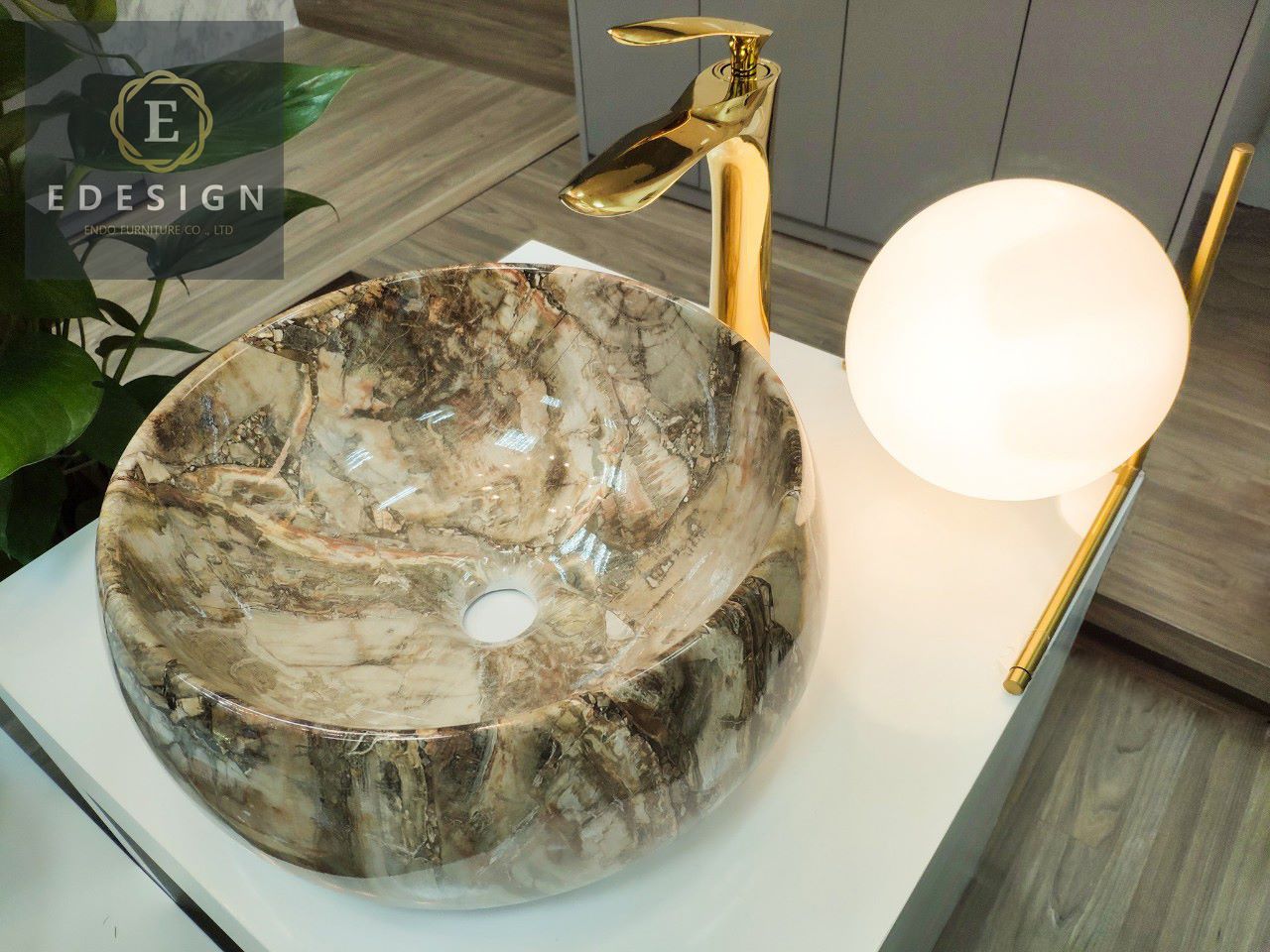 Chậu vân đá Lavabo tròn