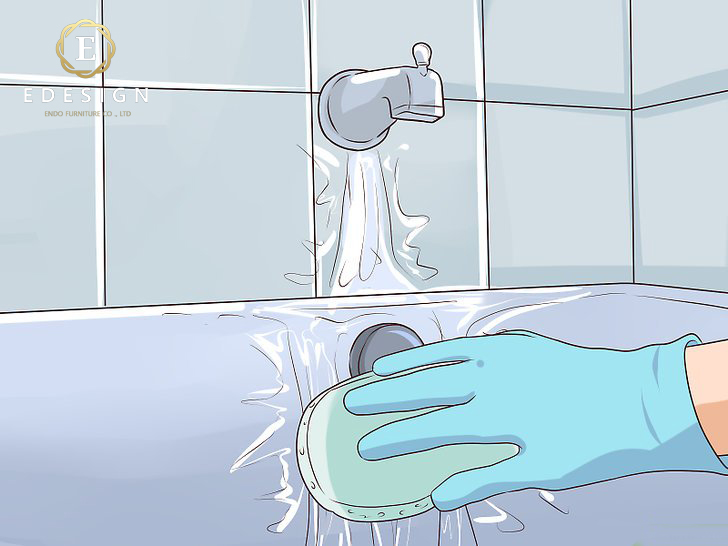 Lau kỹ vết ố với bọt biển hoặc khăn