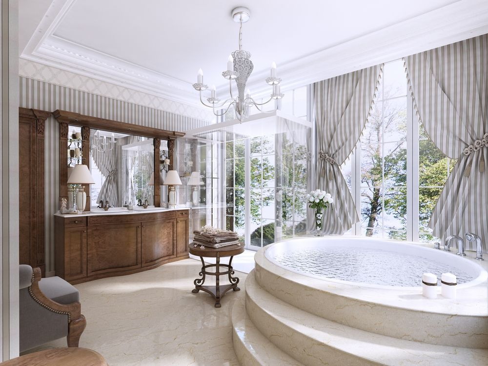 Phong tắm mang phong cách trang nhã nhưng cũng không kém phần sang trọng
