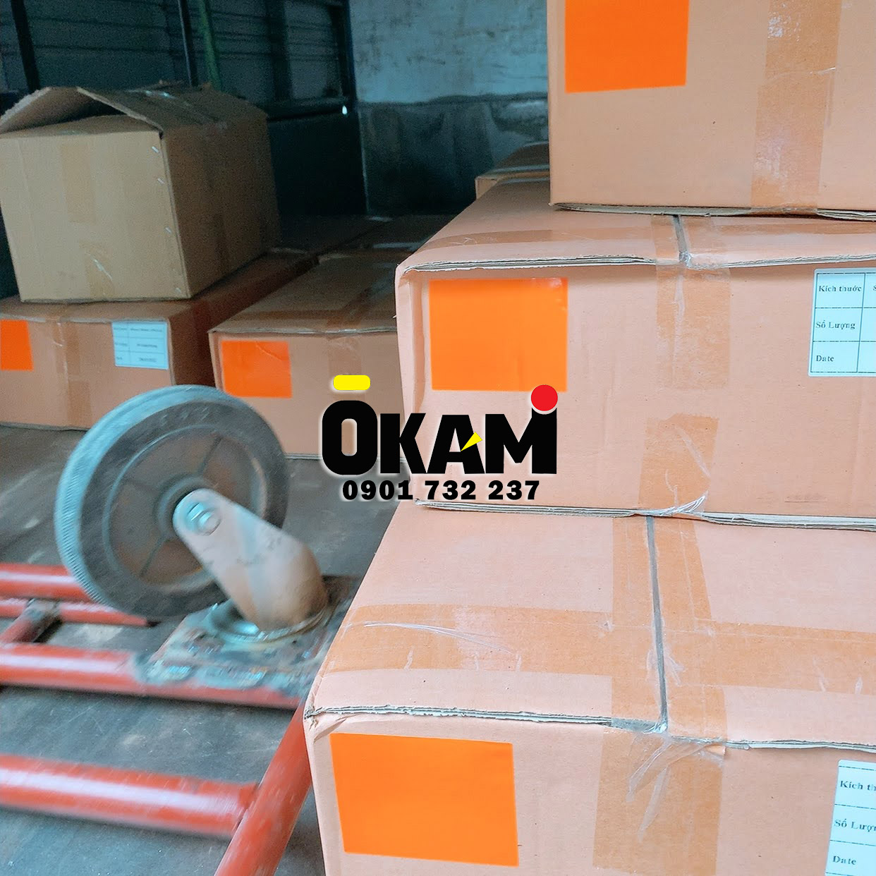 Decal in mã vạch 80mm x 100mm, cuộn 150m, màu cam