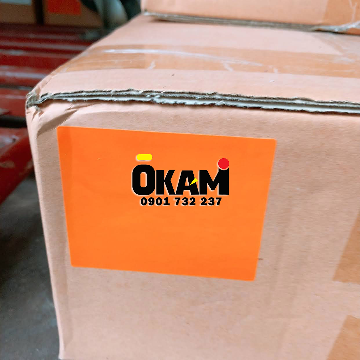 Decal in mã vạch 80mm x 100mm, cuộn 150m, màu cam