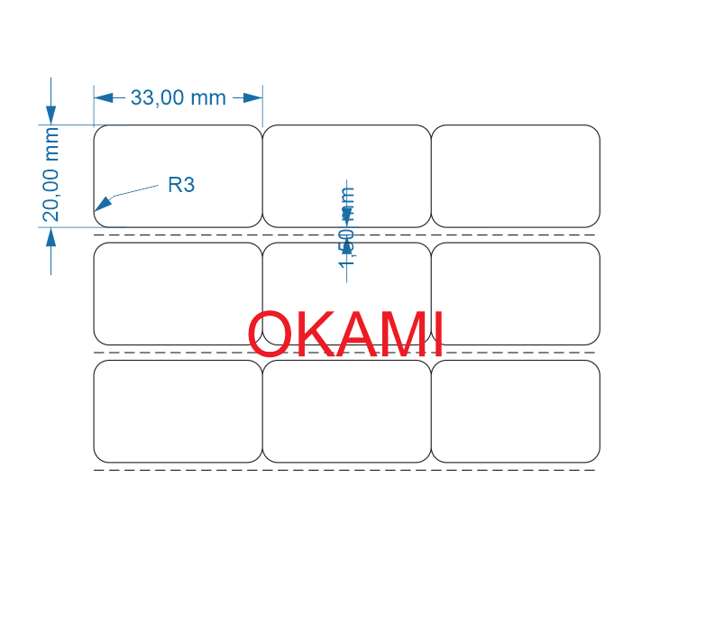 Tem in mã vạch PVC 33x20 x50m