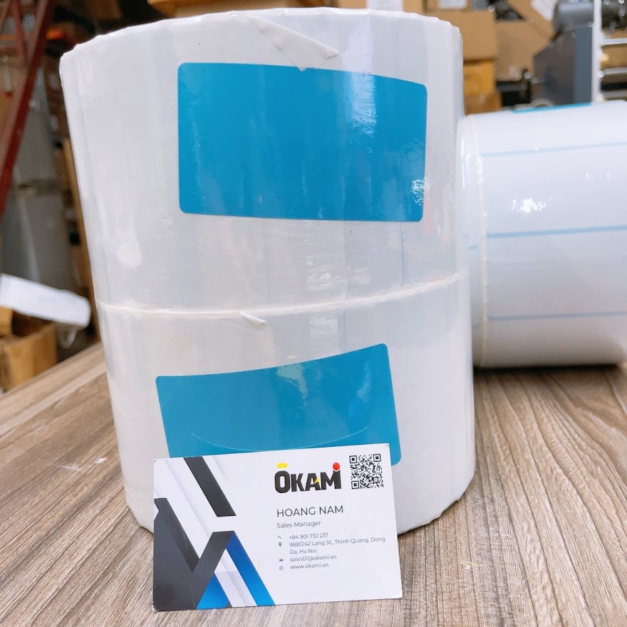 tem nhan decal 95x50 mau xanh