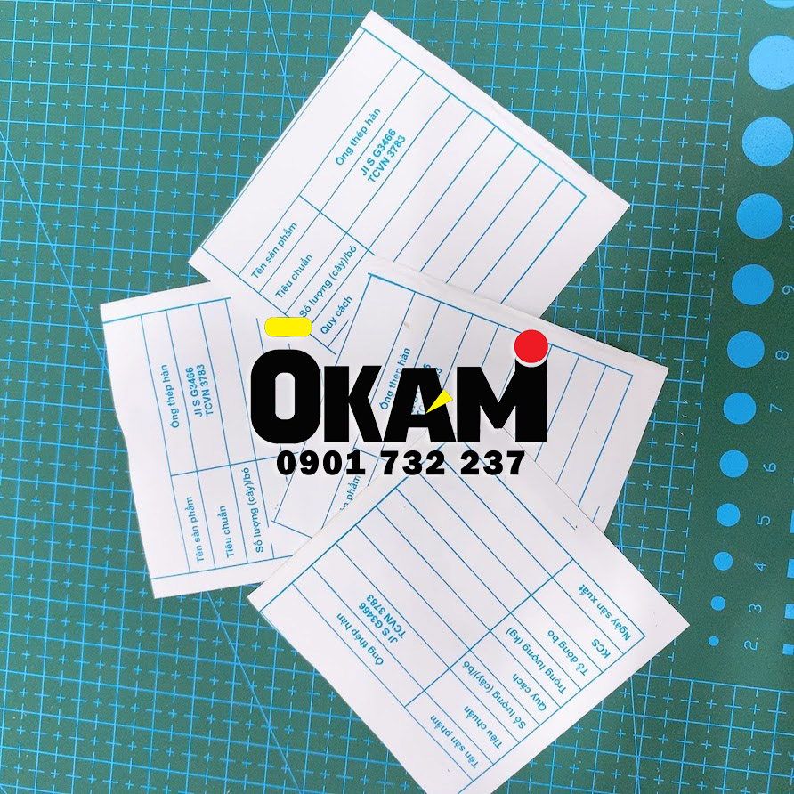 Tem vải treo ống thép in sẵn 1 màu