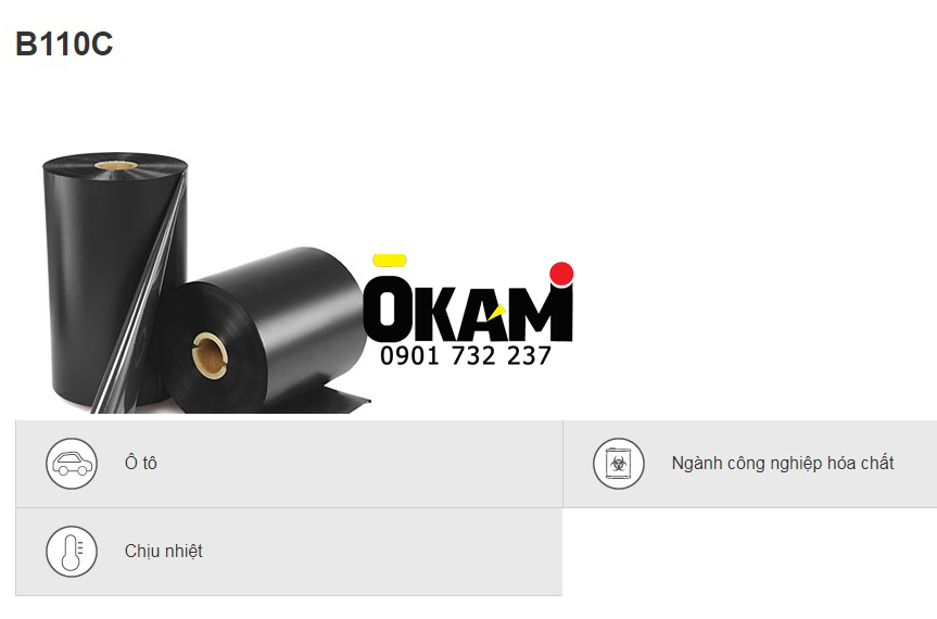 Mực in mã vạch Ricoh B110C 110mm x 300m