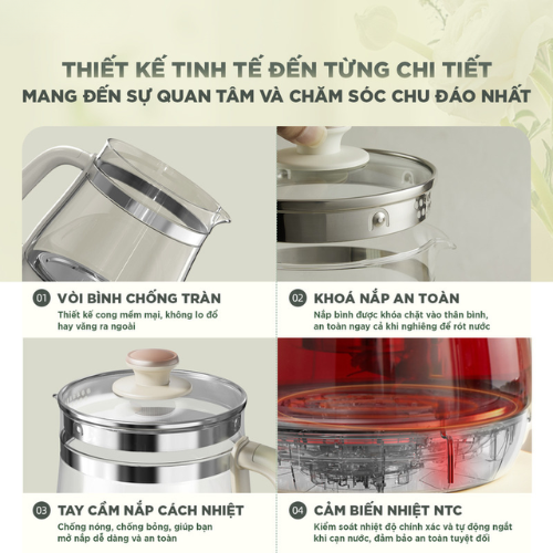 Thiết kế tinh tế của Máy pha trà Bear 1.5L HK-5H15L96