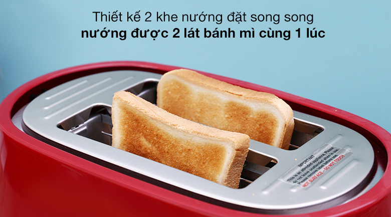 Máy nướng bánh mì Delonghi CTLA2103.R thiết kế 2 khe nướng