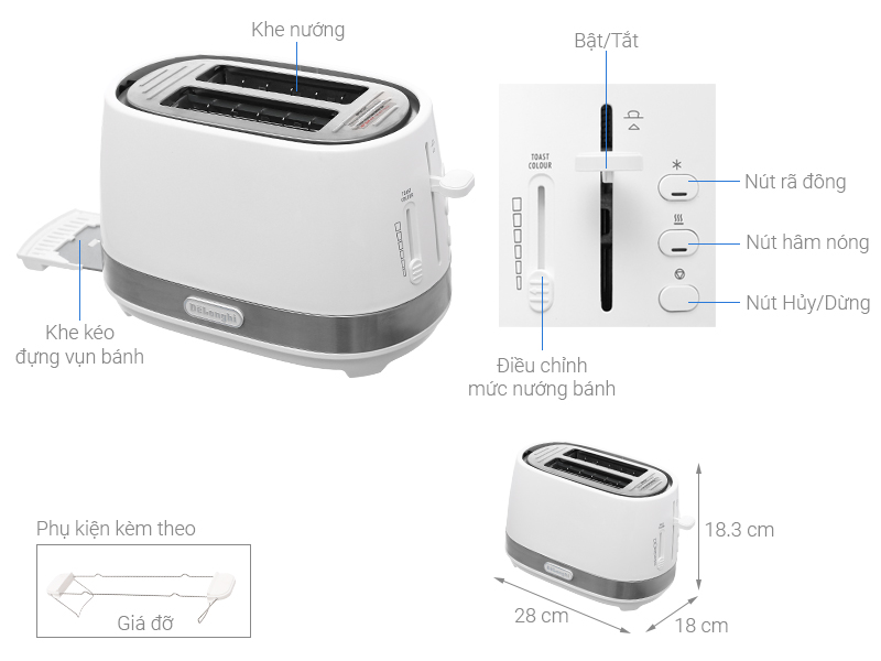 Máy nướng bánh mì Delonghi CTLA2103.W