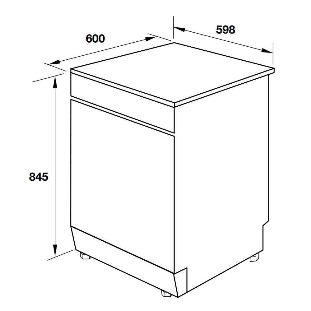 Máy rửa chén độc lập Hafele HDW-F60G/ 535.29.590 (12 bộ) bản vẽ