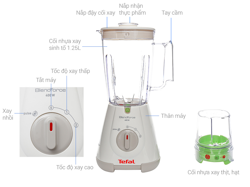 Máy xay sinh tố Tefal BL307165-400W cối nhựa 1.5 lít