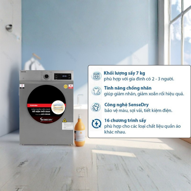 Máy sấy thông hơi 7kg Toshiba TD-H80SEV(WK)