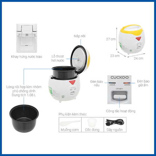 Nồi cơm điện Cuckoo CR-0671/VWVNCV 1.0L