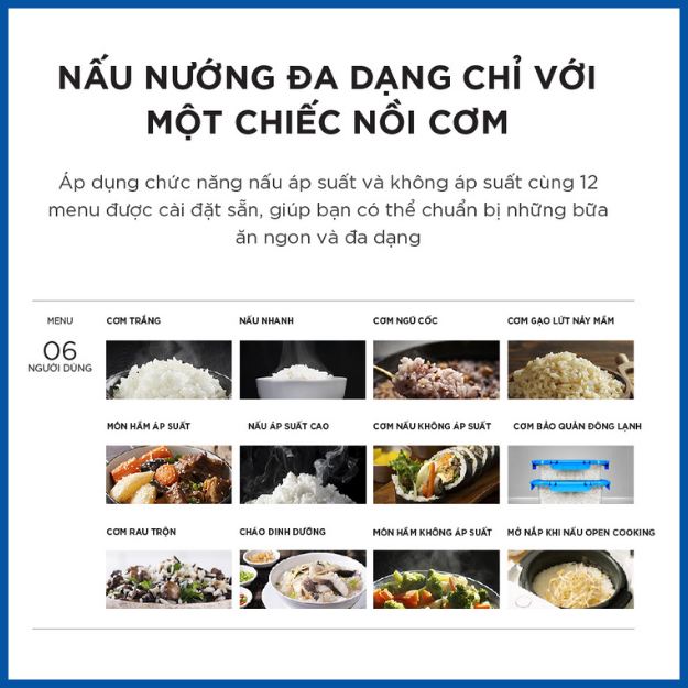 Nồi cơm điện tử áp suất kép Cuckoo CRP-ST0610FG Xám 1.08L
