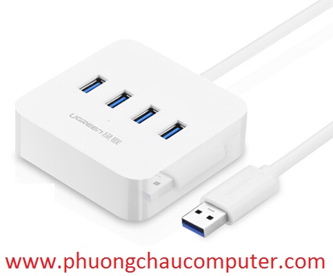 Bộ chia USB 3.0 ra 4 cổng Chính hãng Ugreen 30202 hỗ trợ nguồn DC 5V/2A