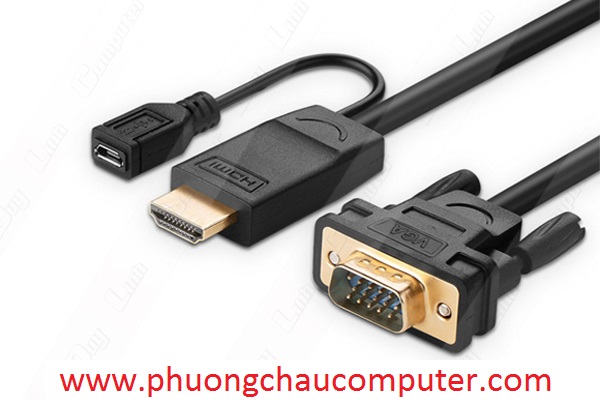 Cáp chuyển đổi HDMI to VGA dài 2m hỗ trợ nguồn Ugreen UG-30450