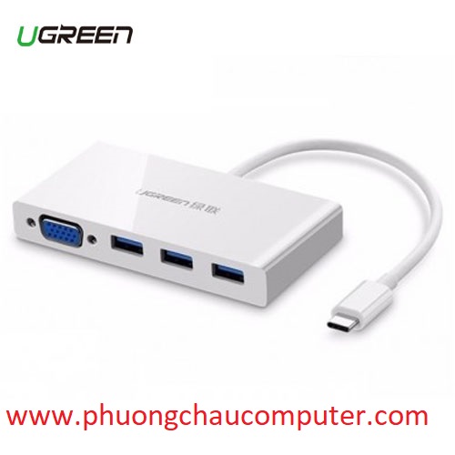 Cáp chuyển USB Type C to VGA, Hub USB 3.0 Ugreen 40375