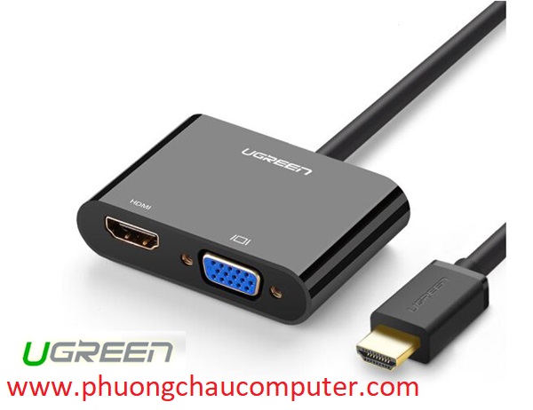 Cáp HDMI To HDMI/VGA + Audio 3.5mm Ugreen 40744 (Nguồn Micro USB 5V)