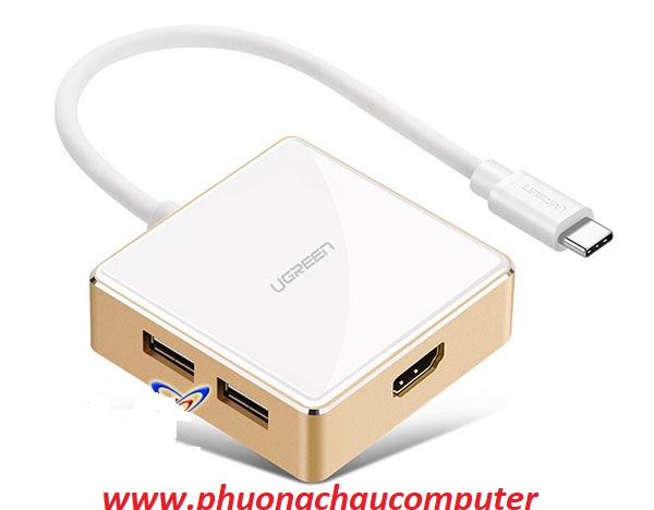 Cáp chuyển từ USB type C sang HDMI + USB 3.0, USB 2.0 sạc được cho Macbook cao cấp Ugreen 30441