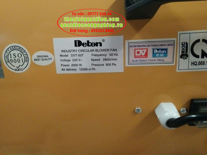 Quạt hướng trục cao áp xách tay Deton