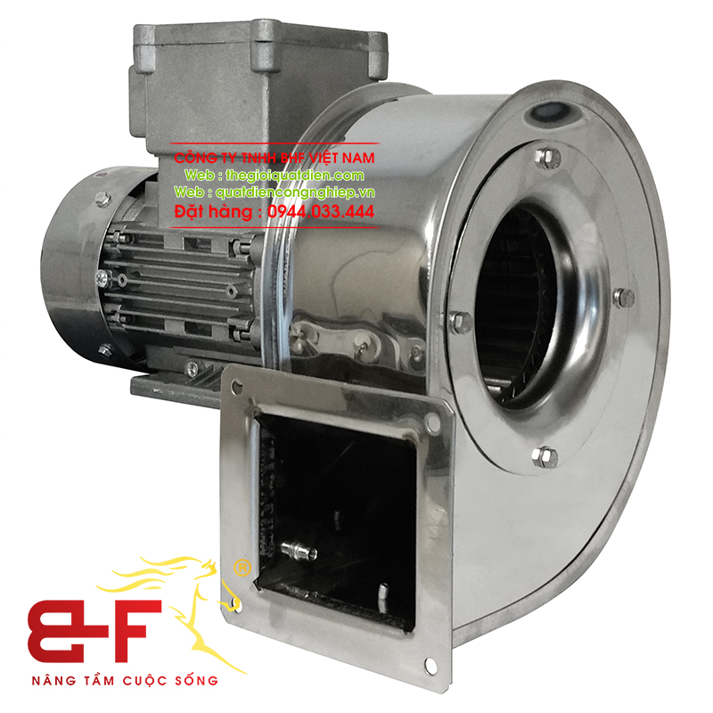 Quạt hút ly tâm inox 304 phù hợp lắp đặt trong các nhà máy sản xuất hóa chất để hút mùi, hơi axit đậm đặc mà không bị ăn mòn