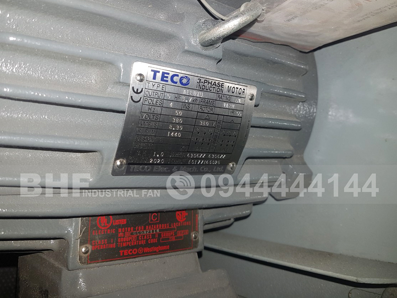 Quạt thông gió vuông motor teco chống cháy nổ