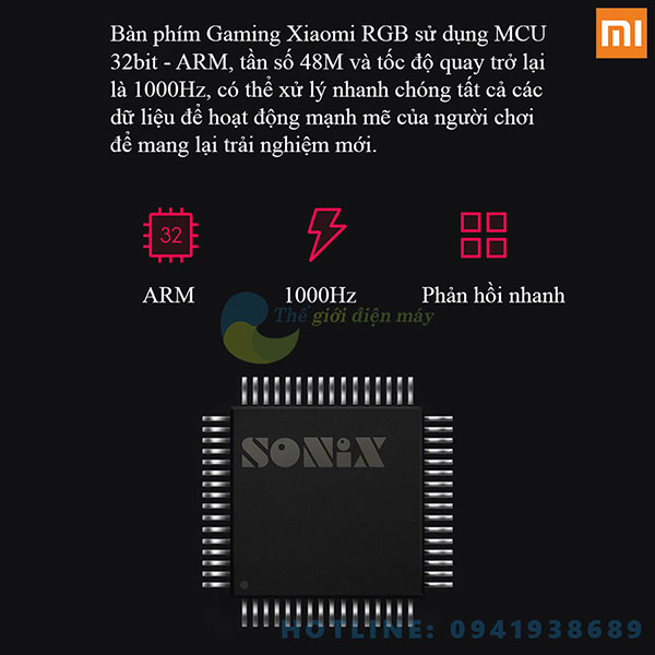 Bàn phím cơ gaming Xiaomi RGB 104K đèn led 14 chế độ - Bảo hành 6 tháng -Shop Thế giới điện máy
