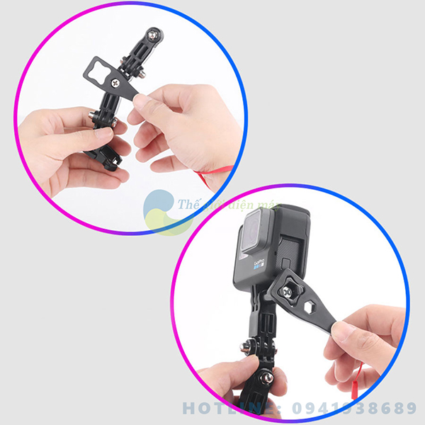 Bộ gắn camera trước và đỉnh lên mũ bảo hiểm cho camera hành trình, camera hành động